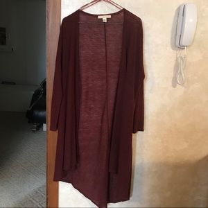 Long maroon cardigan